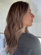 Load image into Gallery viewer, Bridget is a 10X11 whopper style topper, 20 inch length with face frame made with premium euro quality human hair
