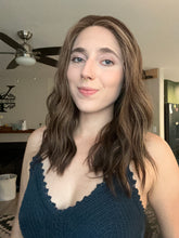 Load image into Gallery viewer, Dorothy is a 17" length, small hand tied stretch cap made with premium Brazilian quality human hair