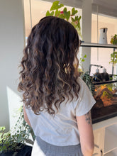 Load image into Gallery viewer, Preorder: Juliet is an 18” curly piece, hand tied stretch small cap made with premium Euro texture human hair