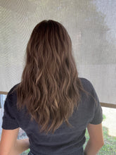 Load image into Gallery viewer, Bridget is a 10X11 whopper style topper, 20 inch length with face frame made with premium euro quality human hair