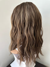 Load image into Gallery viewer, Melanie is a 17" length, small hand tied stretch cap made with premium Brazilian quality human hair