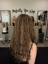 Load image into Gallery viewer, Bridget 20” layered length, handtied small cap, dries as shown wavy with premium euro texture hair