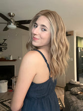 Load image into Gallery viewer, Savannah is a 17" length, medium hand tied stretch cap made with premium Brazilian quality human hair