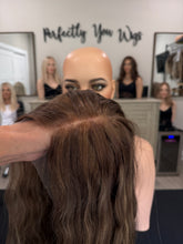 Load image into Gallery viewer, Bridget 20” layered length, handtied small cap, dries as shown wavy with premium euro texture hair
