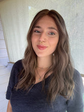 Load image into Gallery viewer, Bridget is a 10X11 whopper style topper, 20 inch length with face frame made with premium euro quality human hair