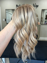 Load image into Gallery viewer, Preorder: Avery 10x11 whopper style topper, 17” layered length with premium Brazilian texture hair