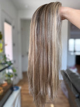 Load image into Gallery viewer, Greyson is a hand tied 10X10 whopper style topper, 20” length euro texture human hair