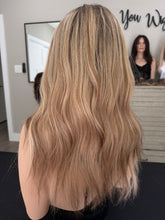 Load image into Gallery viewer, Gianna, 19” layered length, handtied whopper style topper with premium Brazilian texture hair