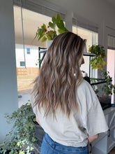 Load image into Gallery viewer, Greyson is a hand tied 10X10 whopper style topper, 20” length euro texture human hair