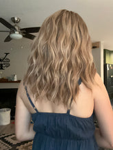 Load image into Gallery viewer, Savannah is a 17" length, medium hand tied stretch cap made with premium Brazilian quality human hair