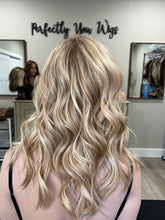 Load image into Gallery viewer, Preorder: Avery 10x11 whopper style topper, 17” layered length with premium Brazilian texture hair