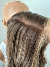 Load image into Gallery viewer, Melanie is a 17" length, small hand tied stretch cap made with premium Brazilian quality human hair