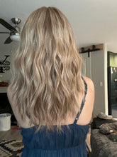 Load image into Gallery viewer, Savannah is a 17" length, medium hand tied stretch cap made with premium Brazilian quality human hair