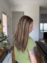 Load image into Gallery viewer, Greyson is a hand tied 10X10 whopper style topper, 20” length euro texture human hair