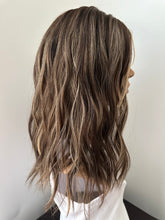 Load image into Gallery viewer, Melanie is a 17" length, small hand tied stretch cap made with premium Brazilian quality human hair
