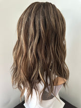 Load image into Gallery viewer, Melanie is a 17" length, small hand tied stretch cap made with premium Brazilian quality human hair