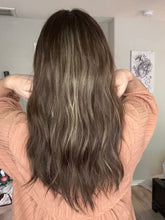 Load image into Gallery viewer, Sale Bellatrix is a 21" length, 9X9 topper with a silk top and lace front