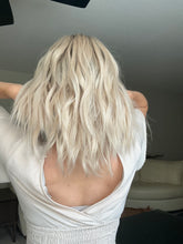 Load image into Gallery viewer, Sky is a 14” layered length, 10X11 whopper style topper made with premium Brazilian quality human hair