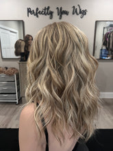 Load image into Gallery viewer, Clarice, small cap, 18” with layers, premium Brazilian texture hair, picture for color reference only