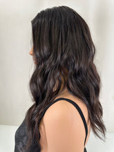 Load image into Gallery viewer, Jessie is an 18" length, handtied stretch cap with lace top, and medium cap made with premium Brazilian quality human hair