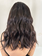Load image into Gallery viewer, Jessie is an 18" length, handtied stretch cap with lace top, and medium cap made with premium Brazilian quality human hair