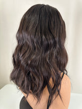 Load image into Gallery viewer, Jessie is an 18" length, handtied stretch cap with lace top, and medium cap made with premium Brazilian quality human hair