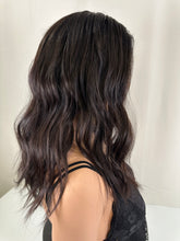 Load image into Gallery viewer, Jessie is an 18" length, handtied stretch cap with lace top, and medium cap made with premium Brazilian quality human hair