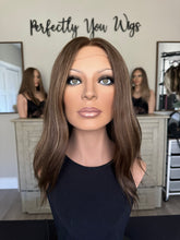 Load image into Gallery viewer, Brittany is an 18" layered length, small cap made with premium Brazilian texture hair