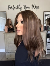 Load image into Gallery viewer, Brittany is an 18" layered length, small cap made with premium Brazilian texture hair