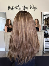 Load image into Gallery viewer, Brittany is an 18" layered length, small cap made with premium Brazilian texture hair