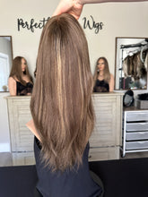 Load image into Gallery viewer, Brittany is an 18" layered length, small cap made with premium Brazilian texture hair