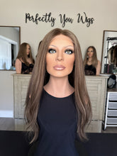 Load image into Gallery viewer, Monica is a 22" layered length, medium cap made with premium Brazilian texture hair