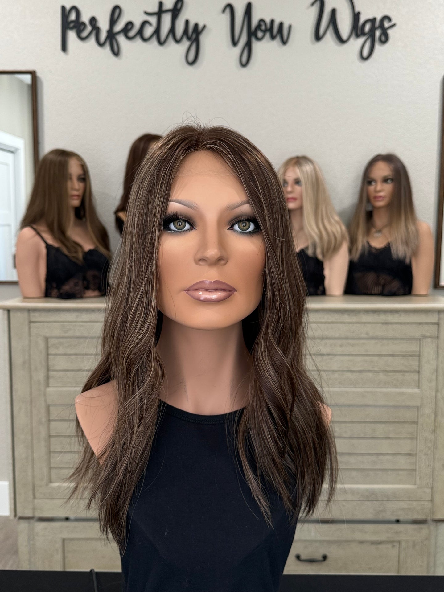 Melanie, 10x11 whopper style topper, 18” length with premium Brazilian texture hair
