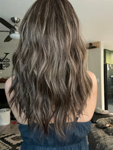 Load image into Gallery viewer, Melanie is a 17&quot; length, small hand tied stretch cap made with premium Brazilian quality human hair
