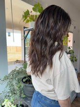 Load image into Gallery viewer, Bay is a 19”length, hand tied small cap made with premium Euro texture human hair

