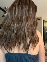 Load image into Gallery viewer, Melanie is a 17&quot; length, small hand tied stretch cap made with premium Brazilian quality human hair
