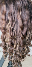 Load image into Gallery viewer, Rina Preorder Whopper style topper, 10x11 handtied, 20” length first picture is desired color, 2nd picture desired curl pattern
