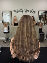 Load image into Gallery viewer, Bridget 20” layered length, handtied small cap, dries as shown wavy with premium euro texture hair
