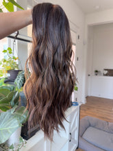 Load image into Gallery viewer, Bay is a 19”length, hand tied small cap made with premium Euro texture human hair
