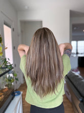Load image into Gallery viewer, Greyson is a hand tied 10X10 whopper style topper, 20” length euro texture human hair
