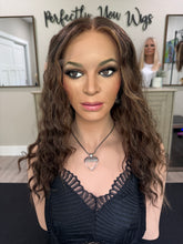 Load image into Gallery viewer, Juliet is an 20” curly piece, hand tied stretch small cap made with premium Euro texture human hair
