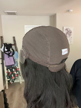Load image into Gallery viewer, Jessie is an 18" length, handtied stretch cap with lace top, and medium cap made with premium Brazilian quality human hair
