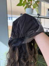 Load image into Gallery viewer, Preorder: Juliet is an 18” curly piece, hand tied stretch small cap made with premium Euro texture human hair
