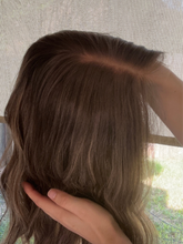 Load image into Gallery viewer, Bridget is a 10X11 whopper style topper, 20 inch length with face frame made with premium euro quality human hair

