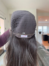 Load image into Gallery viewer, Janine is a medium cap, 20/21" length with silk top lace front made with premium Euro texture human hair
