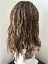 Load image into Gallery viewer, Melanie is a 17&quot; length, small hand tied stretch cap made with premium Brazilian quality human hair
