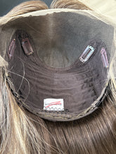 Load image into Gallery viewer, Melanie, 10x11 whopper style topper, 18” length with premium Brazilian texture hair
