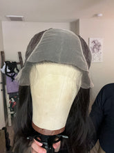 Load image into Gallery viewer, Jessie is an 18" length, handtied stretch cap with lace top, and medium cap made with premium Brazilian quality human hair
