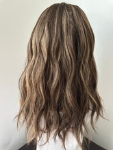 Load image into Gallery viewer, Melanie is a 17&quot; length, small hand tied stretch cap made with premium Brazilian quality human hair
