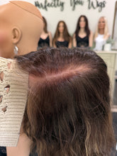 Load image into Gallery viewer, Juliet is an 20” curly piece, hand tied stretch small cap made with premium Euro texture human hair
